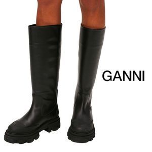 GANNI Cleated High Tubular Boots in Black Size EU 39 US 9